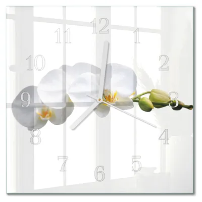 Produktbild von Tulup Glasuhr Wanduhr Küchenuhr Echt-Glas 30x30 cm Modern Dekorativ Geräuschlos Weiße Zeiger - Orchidee
