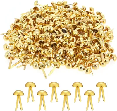 Produktbild von 300 Stück Gold Musterbeutelklammern, Klammern Metall Scrapbooking Musterklammern, Rundkopfklammern, Metall-Clip für Scrapbooking, Zubehör, Heimwerken