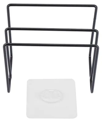 Image de Organisateur de cuisine mural, autocollant, avec support pour couteau et planche à découper (noir)
