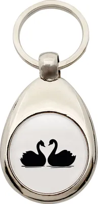 Image de Huuraa : porte-clés couple de cygnes, anneau métallique, jeton de caddie, idée cadeau