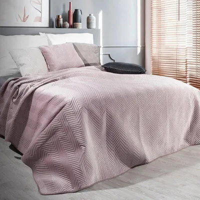 Zdjęcie produktu dla Pikowana aksamitna narzuta na łóżko Aksamitna narzuta na łóżko SOFIA Soft Dekoracyjny różowy różowy 230x260 cm różowy różowy