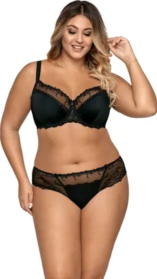 Produktbild von Ava Damen Bügel BH Dessous Stickerei halbgepolstert Schleife Träger 1030, schwarz, 85E