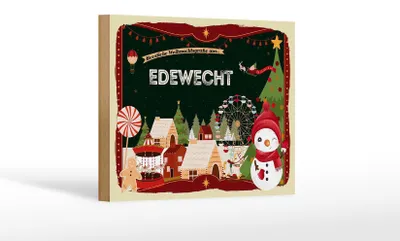 Produktbild von Holzschild Weihnachten Grüße EDEWECHT Geschenk Dekoration  18x12 cm