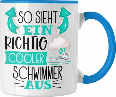 Produktbild von Trendation - Schwimmer Tasse Geschenk So Sieht Ein Richtig Cooler Schwimmer Aus Geschenkidee Spruch Lustig Becher (Blau)