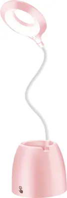 Produktbild von Schreibtischlampe mit Handyhalterung zum Lesen, ideal für Kinder und Studentenwohnheime, 360° drehbarer, flexibler Stifthalter,USB,pink