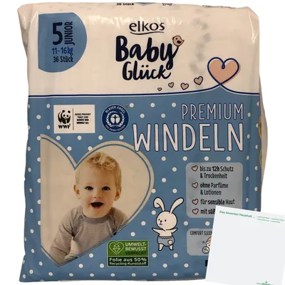 Produktbild von Elkos Premium Windeln Gr.5 Junior 36 Stück + usy Block
