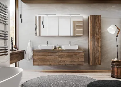 Image de Plan vasque VANTA chêne foncé 160 cm – Tablette de salle de bain