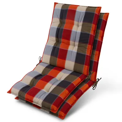 Produktbild von Beautissu 2er Set Niedriglehner Auflage Sun-NL 100x50x8cm Orange-Beige-Kariert
