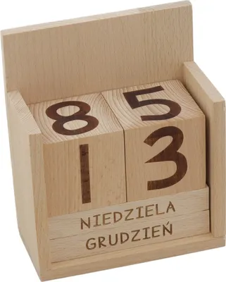 Produktbild von Hölzerne Tischkalender Würfel Ornamente natürlich