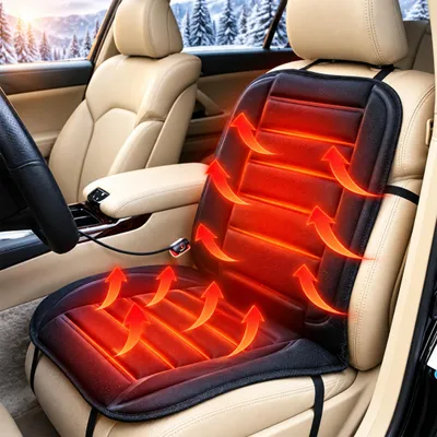 Produktbild von Autositz-Heizkissen – 50 x 48 cm, Autositzbezug mit Heizung, Sitzheizung, Schwarz
