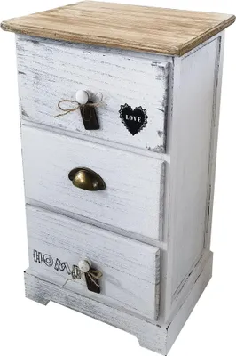 Immagine prodotto di Milani Home - mobiletto in legno con 3 cassetti, bianco, stile shabby chic, 35 x 28 x 56 cm