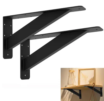 Image de Support mural robuste, acier noir, 30,5 cm, lot de 2