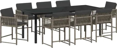 Produktbild von vidaXL Garten Essgruppe 9 pcs Grau Poly-Rattan