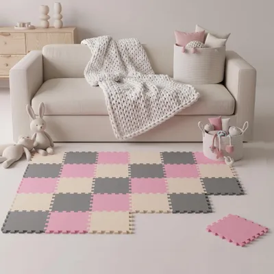 Produktbild von 27 Teile Baby Kinder Puzzlematte ab Null - 30x30 Puzzle Spielmatte Krabbelmatte, KI-generiertes Bild