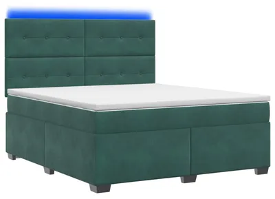 Imagen del producto de Cama con somier y colchón, color verde oscuro, 140 x 200 cm, tapizada en terciopelo