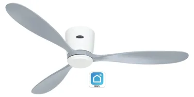 Obrázok produktu pre Energeticky úsporný stropný ventilátor s diaľkovým ovládaním Eco Plano Wood WiFi biely / svetlosivý