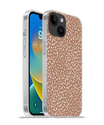 Produktbild von MuchoWow® Handyhülle Schutzhülle Hülle für Apple iPhone 14 - Softcase Polka dots - Weiß - Braun Silikon Softcase Handy Hülle - Mobiltelefonhülle