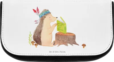 Produktbild von Mr. & Mrs. Panda Kulturbeutel Igel Federschmuck - Weiß - Geschenk, Organizer, Kosmetikbeutel, kleiner, Indianer, Tiere, Abenteuer, Lagerfeuer, Waschbeutel, Camping