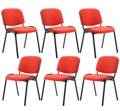 Produktbild von CLP 6er Set Besucherstuhl Ken Stoff stapelbar und mit robustem Metallgestell rot
