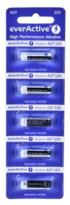 Image de 5 piles alcalines everActive 27A 12V - blister de 5 pièces.