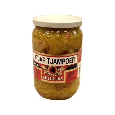 Produktbild von Lucullus Atjar Tjampoer 720g Glas (Süß-Sauer eingelegtes Gemüse)