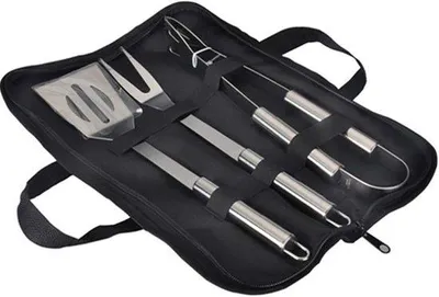Immagine prodotto di Set di utensili per barbecue - Accessori per barbecue RVS - 3 pezzi - con valigetta