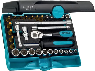 Obrázok produktu pre HAZET 854T, Súprava zásuvky, 1/4", Metrické / imperiálne, 33 hlava/hlavy, 6.3 mm, 1/4"