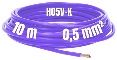 Productafbeelding van Kalitec, 10 meter, H05V-K, 0,5 mm², paars, installatiedraad. Flexibele ader, PVC, enkele ader, litze van 0,5 mm², fijnaderige installatiedraad, kabel met enkele ader, schakeldraad, vlamvertragend