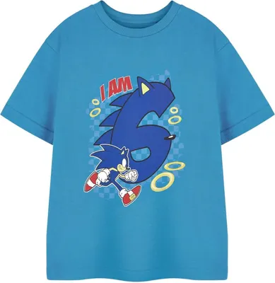 Image de Sonic The Hedgehog - T-shirt pour garçon - 6ème anniversaire manches courtes NS8744 (128) (Bleu)