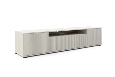 Produktbild von TV-Schrank 200 cm, Fernsehtisch, Lowboard, Cashmere, Cashmere Lamellenfronten, Niedrige Metallfüße Capri Premium