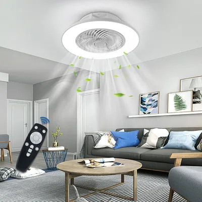 Produktbild von LZQ LED Deckenventilator mit Beleuchtung und Fernbedienung Lüfterlicht, Deckenlampe mit Ventilator, Lüfterflügel Deckenleuchte Dimmbar