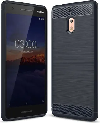 Produktbild von Nokia 2.1 Hülle Silikon Blau Carbon Optik Case TPU Handyhülle Bumper