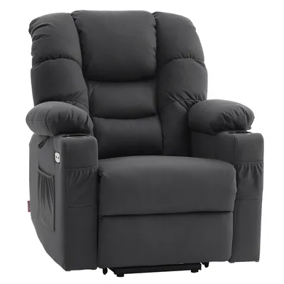 Produktbild von M MCombo elektrische Aufstehhilfe Relaxsessel 7550, mit 3 Motoren getrennt verstellbar, Liegeposition bis 170°, verlängerte Fußstütze, USB, für Senioren Wohnzimmer (Dunkelgrau-Mikrofaser)