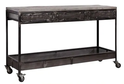 Immagine prodotto di MASSIVMOEBEL24 | tavolino da consolle in legno di Mango 150x45x90 grigio scuro laccato HEAVY INDUSTRY #121