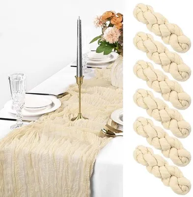 Produktbild von Beige Tischläufer 90x300cm Rustik Boho Dekoration