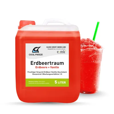 Produktbild von Slush-Sirup Eis Erdbeertraum (Erdbeere-Vanille) | Konzentrat 5 L |  direkt vom Hersteller