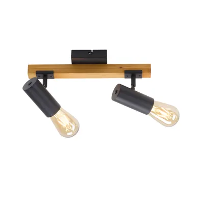 Zdjęcie produktu dla Lampa sufitowa JUST LIGHT LED PILON w stylu retro, do montażu na ścianie lub suficie, obrotowe i odchylane głowice reflektorów, kolor czarny – do salonu, sypialni, jadalni, gabinetu, przedpokoju