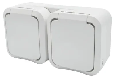 Obrázek produktu pro Aqua Pro, povrchová zásuvka s dvěma zásuvkami a uzemněním, stupeň krytí IP55, bílá, model 60225
