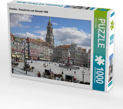 Produktbild von CALVENDO Puzzle Dresden - Kreuzkirche und Altmarkt 1898 | 1000 Teile Lege-Größe 64x48cm Foto-Puzzle für glückliche Stunden