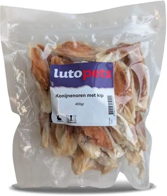 Produktbild von LutoPets Kaninchenohren mit Huhn 400 g – 100 % natürlich – Gesunder Kausnack für Hunde – Hypoallergen & proteinreich