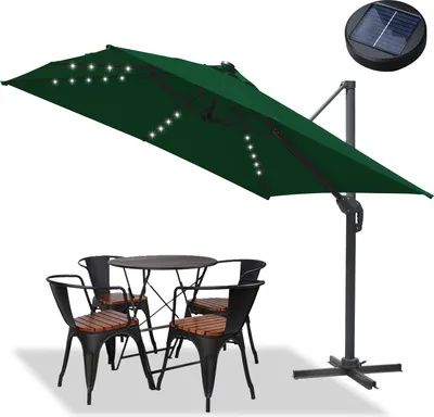 Image de Hengda Parasol avec éclairage LED Parapluie 300 cm Parapluie de jardin Pavillon - Vert