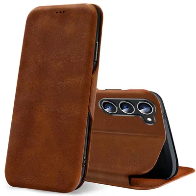 Produktbild von Conie Retro Klapp Tasche für Samsung Galaxy S25 Kartenfach Hülle Rundumschutz in Braun