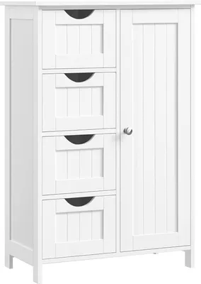 Immagine prodotto di Credenza VASAGLE mobile da bagno, mobile laterale in legno, cassettiera con 4 cassetti, anta armadio, ripiano regolabile, soggiorno, cucina, corridoio