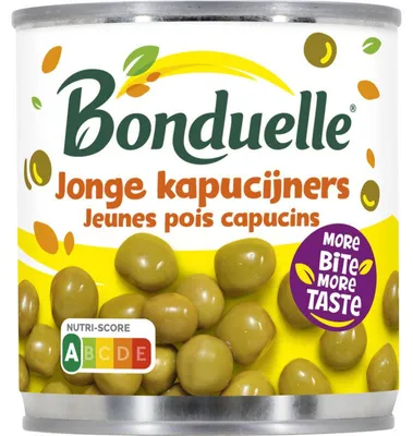 Zdjęcie produktu dla Bonduelle Jonge Kapucijners 200g – Świeży zielony groszek do sałatek i zup
