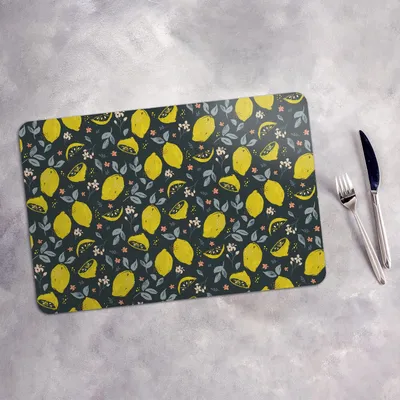 Produktbild von Tischset 4x45x30 cm Platzset Tischmatte Platzmatte Untersetzer - Zitrone Zitrusfrüchte