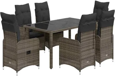 Produktbild von vidaXL 5-tlg. Garten-Bistro-Set mit Kissen Grau Poly Rattan