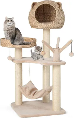 Immagine prodotto di Tiragraffi per gatti alto 121 cm con grotta per gatti naturale