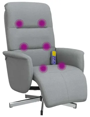 Produktbild von vidaXL Massagesessel mit Fußteil Hellgrau Stoff