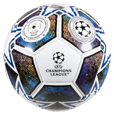 Immagine prodotto di Hy-Pro, pallone da calcio UEFA Champions League, taglia 5, ufficialmente licenziato, ideale per allenamento, partite, articoli promozionali e come oggetto da collezione, perfetto come regalo per bambini e adulti, colore: bianco/blu/verde
