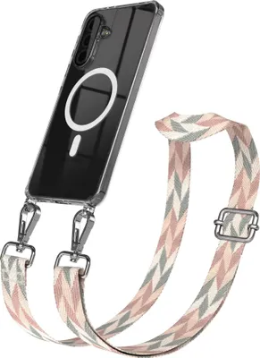 Produktbild von EAZY CASE - Handykette mit MagSafe Hülle für Samsung Galaxy A36, Handyband Mix Style, Karabiner Silber, Umhängeband in Grün